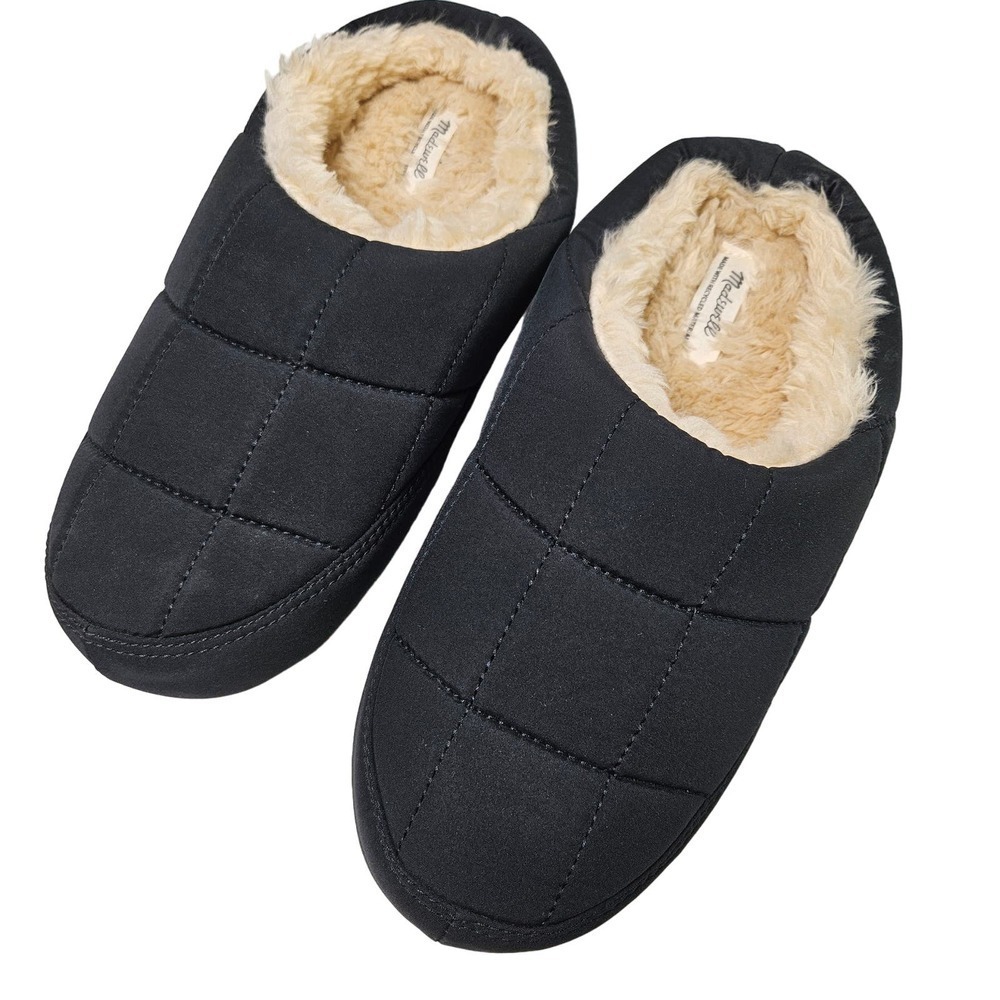 Madewell Stella‎ Quilted Faux Fur Slipper 9 Black